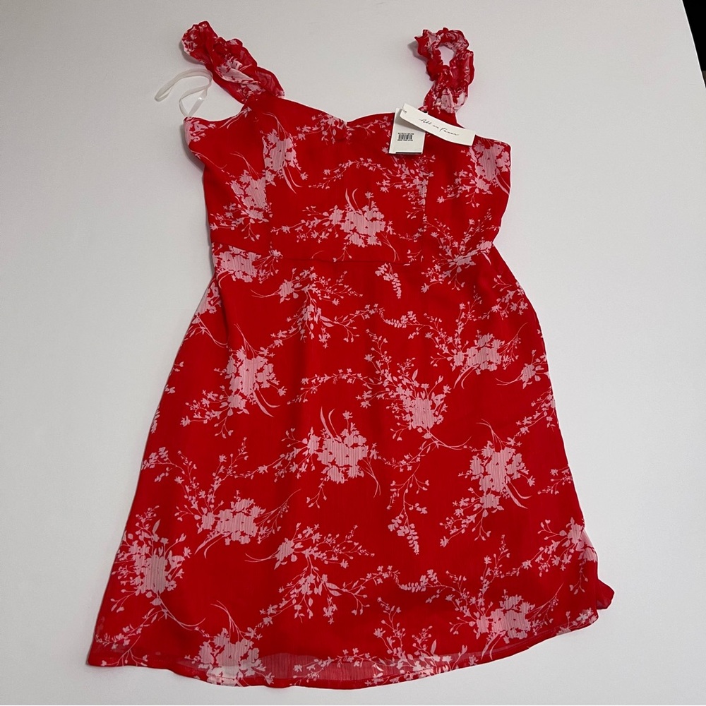 All In Favor Red Floral Ruffle Mini dress - Picture 9 of 9